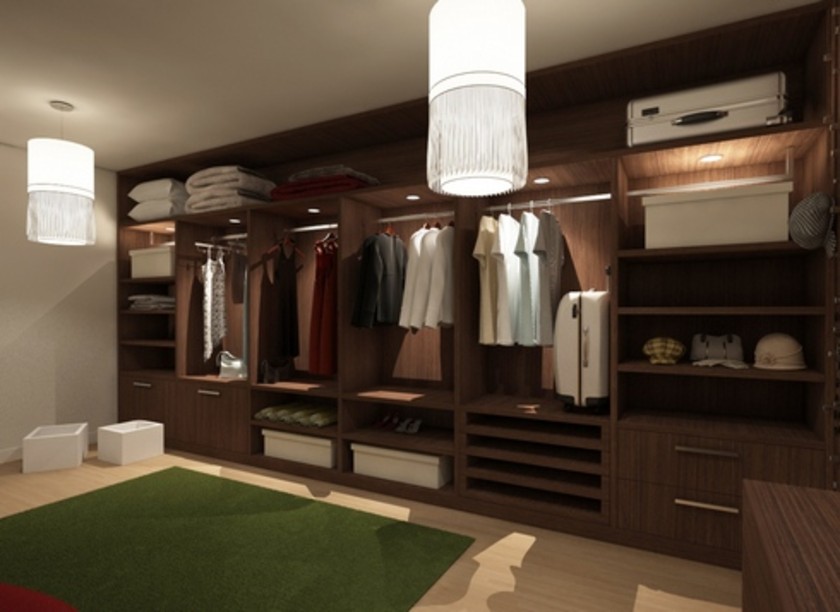 Классическая гардеробная комната из массива с подсветкой Прокопьевск